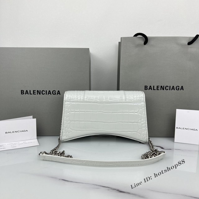 Balenciaga專櫃爆款鱷魚紋牛皮女包鏈條包 巴黎世家經典沙漏鏈條斜挎包 fyj1046